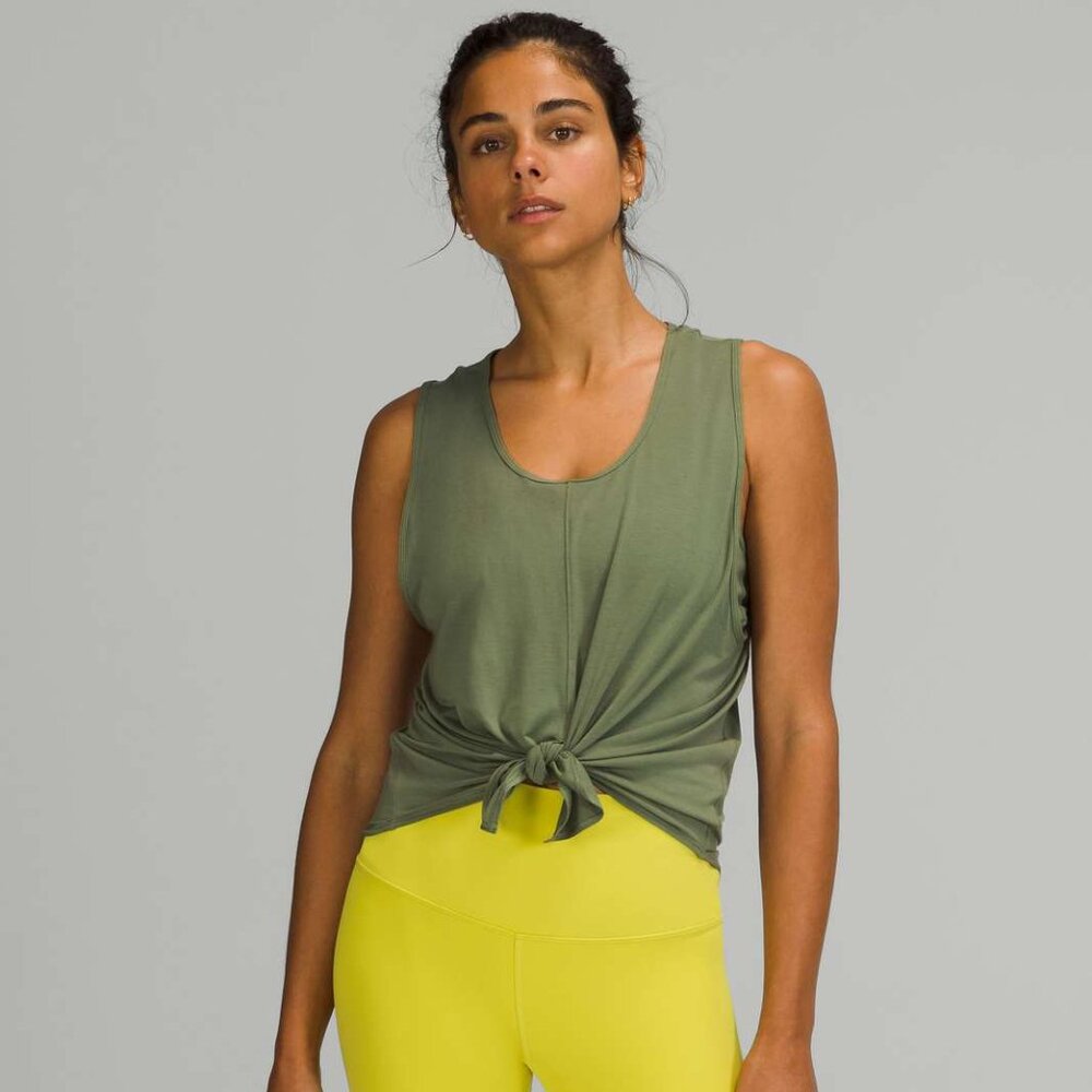 Lululemon Flow Y 2-in-1 Yoga Tank Top *Light Support, A–C Cups Green Twill